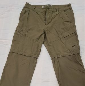 Mens Under Armour Loose Heat Gear Rip Stop Pants 34x32 Olive Green